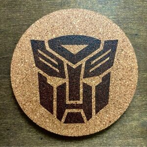 Transformers Autobots Symbol Laser Engraved Cork Coaster